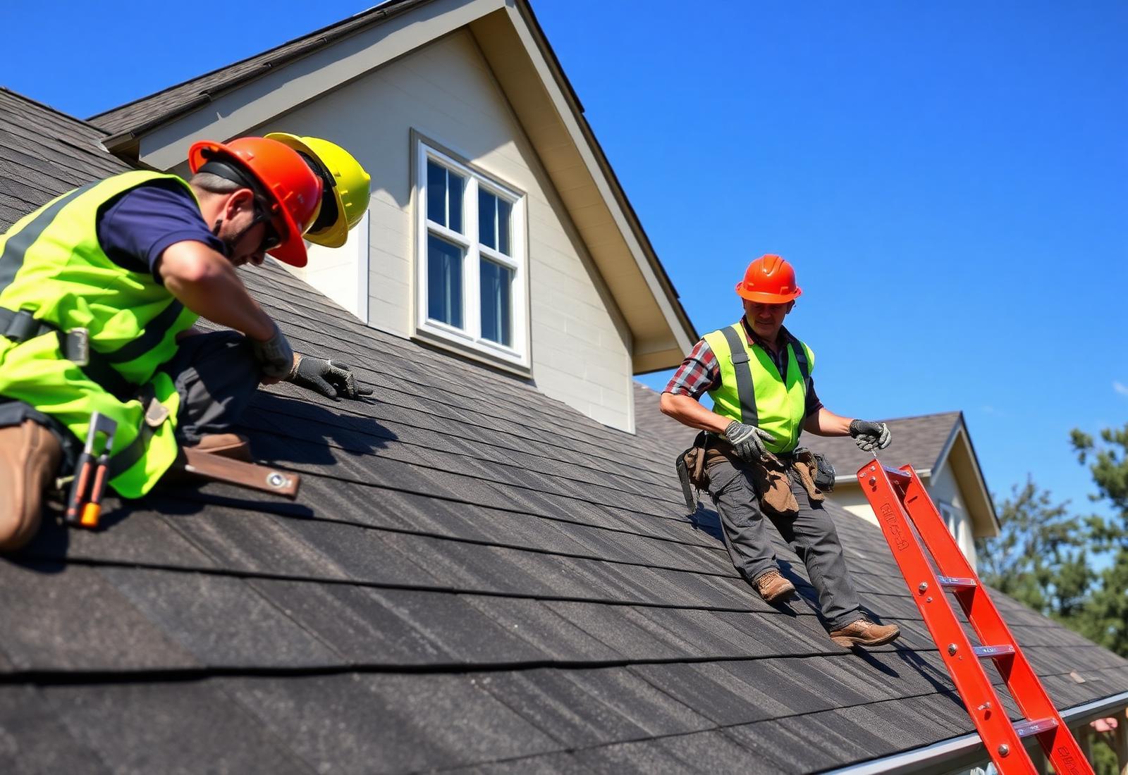 Reliable Roofing technician performing a roof inspection with camera