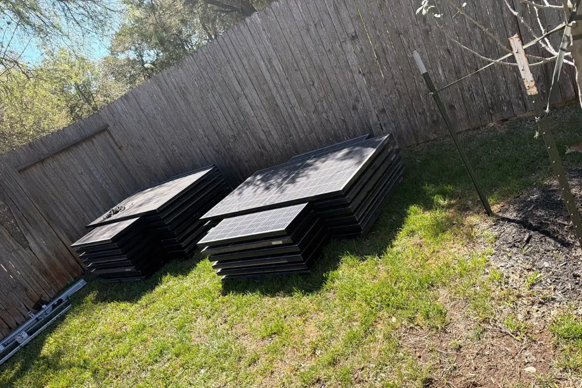 Solar panels safely detached and staged during roof replacement